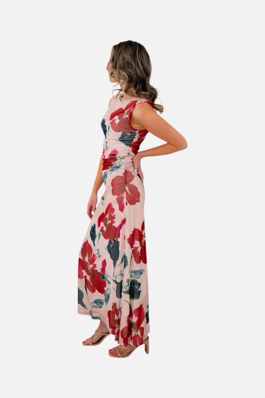 Minkpink Women's Arabella Mesh Midi Dress in Red Floral