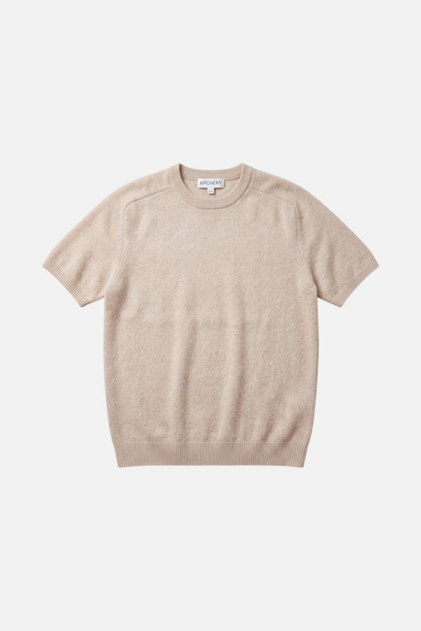 Archer Cashmere Millie Cashmere Short Sleeve Tee in Oatmeal