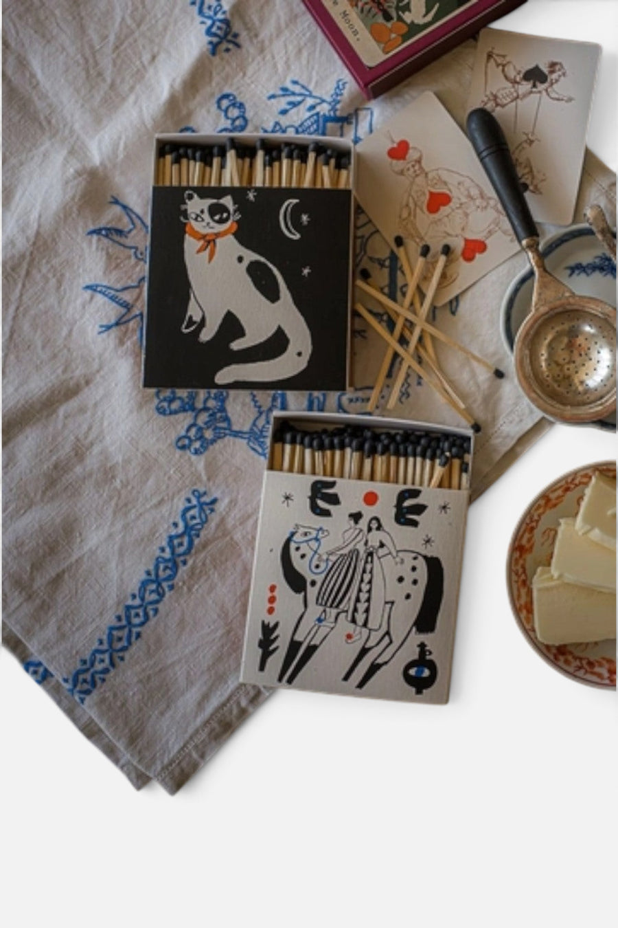 Archivist Black Spotted Kitten Square Matches – back view