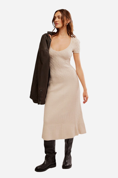 free people madsen midi dress Free People Women's Madsen Midi Sweater Dress - Ivory/Cream - Size M