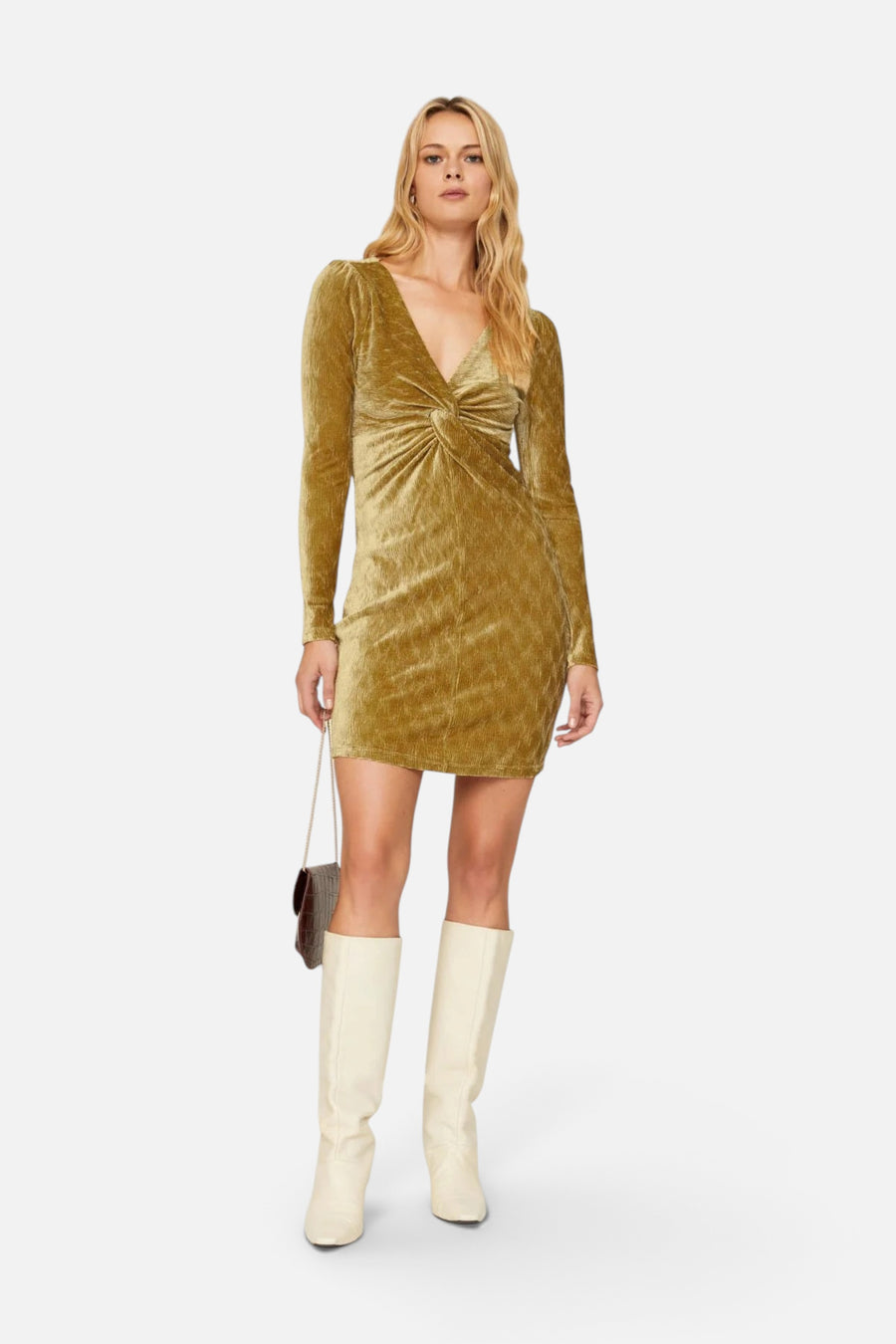Arianna Mini Dress in Gold – front view
