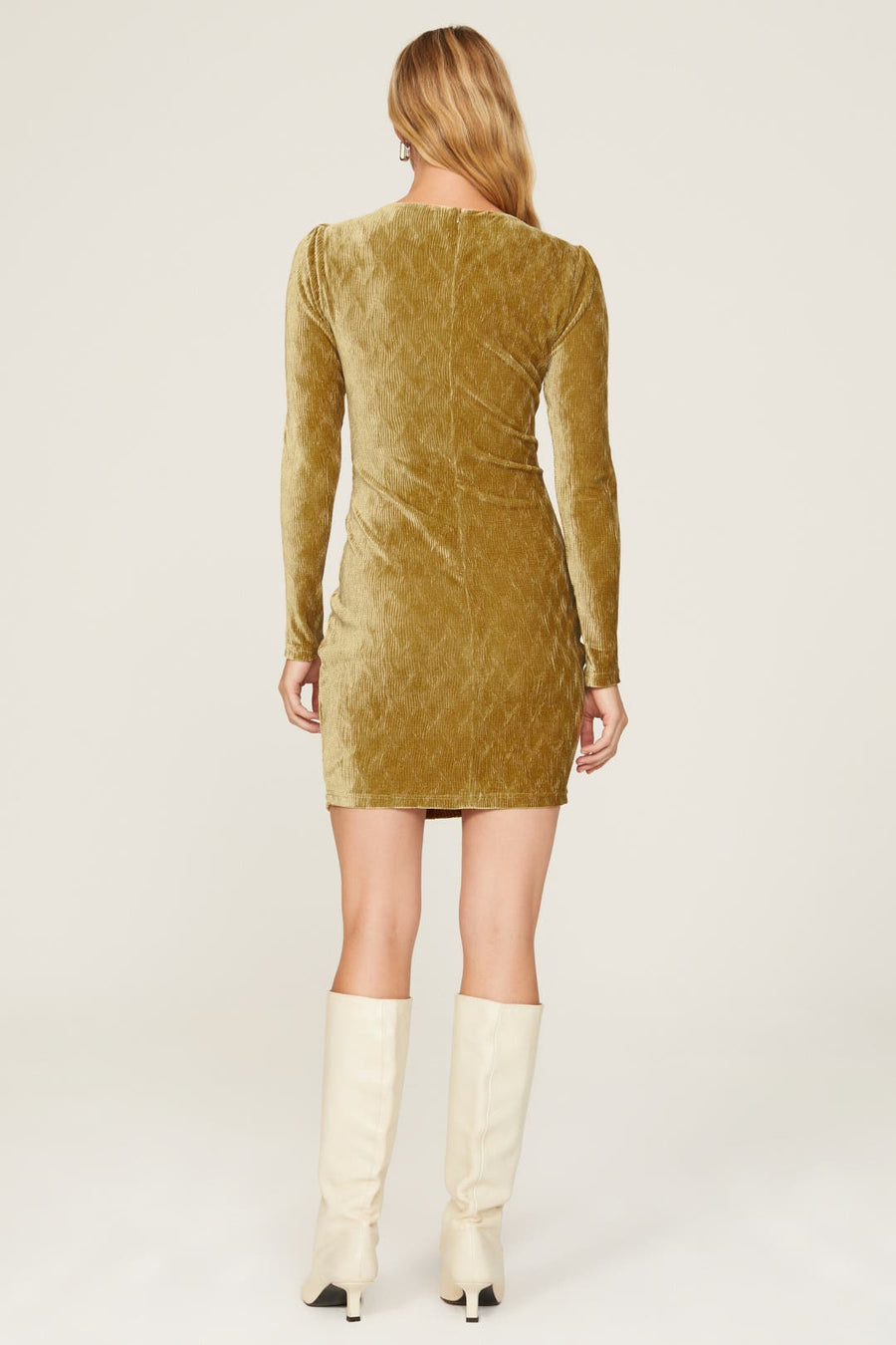 Arianna Mini Dress in Gold – side view