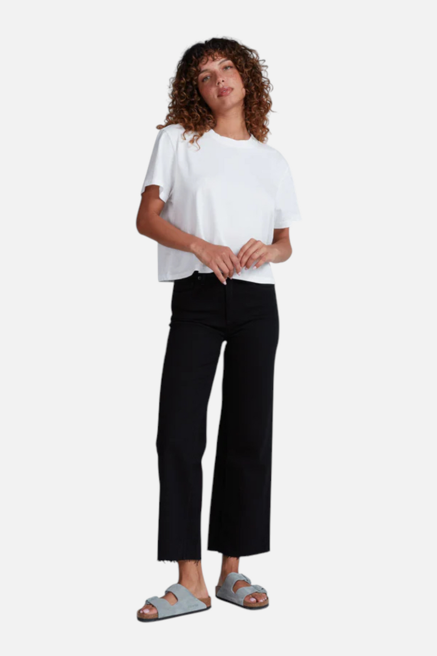 ASKK NY Crop Wide Leg Jean in Black Resin – front view