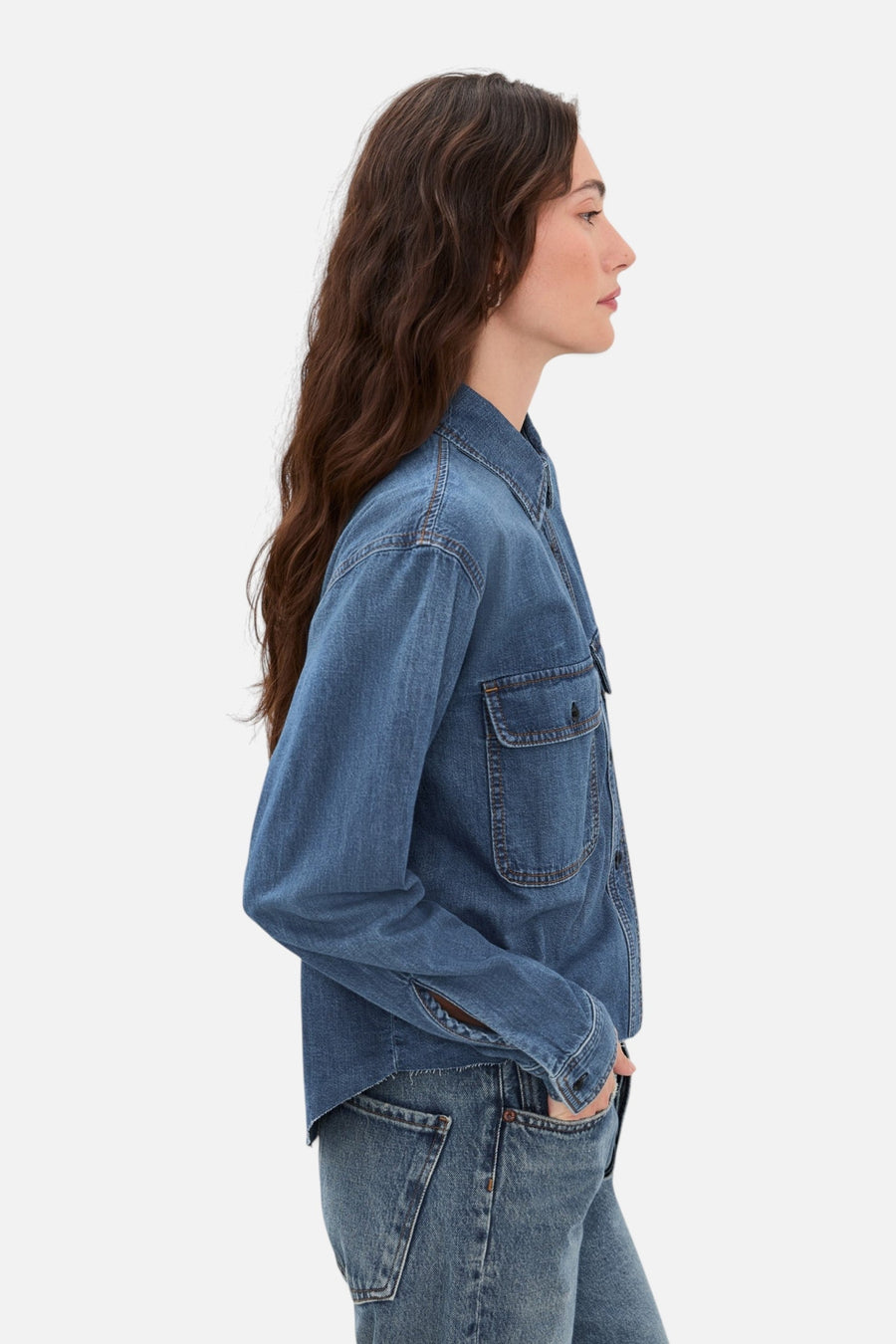 ASKK NY Crosby Denim Shirt in Gunnison – side view