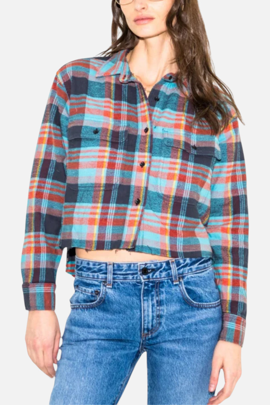 ASKK NY Crosby Flannel Shirt in Hudson Plaid – front view