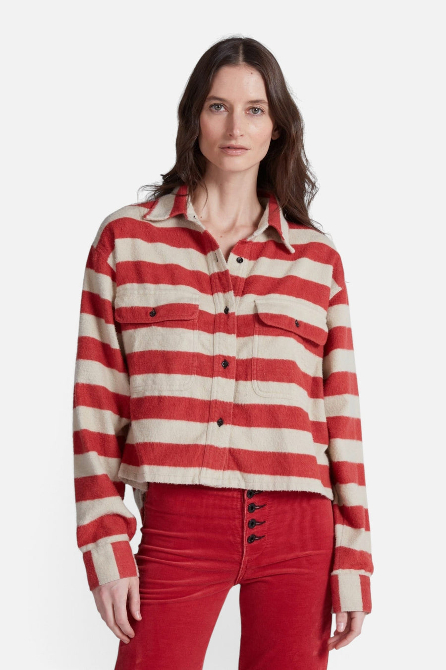 ASKK NY Crosby Shirt in Red Stripe – side view