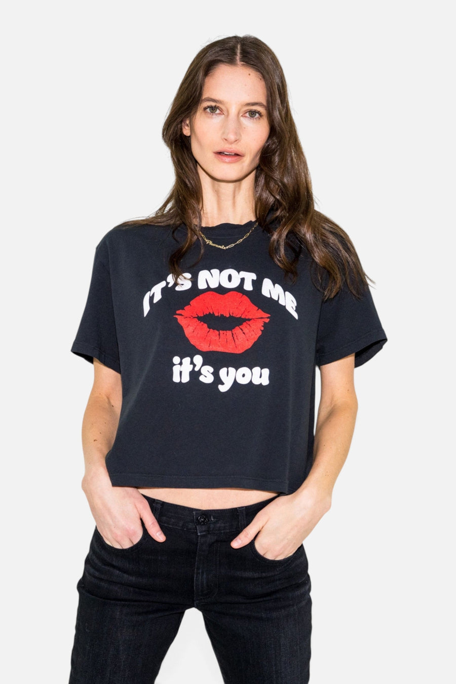 ASKK NY It's Not Me Shrunken Boy Tee in Black – on model
