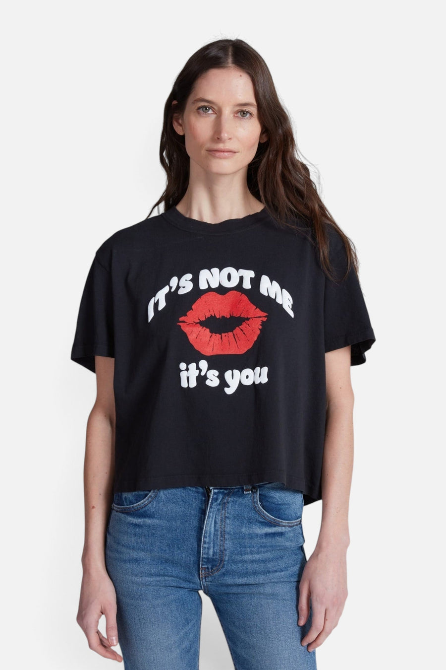 ASKK NY It's Not Me Shrunken Boy Tee in Black – on model