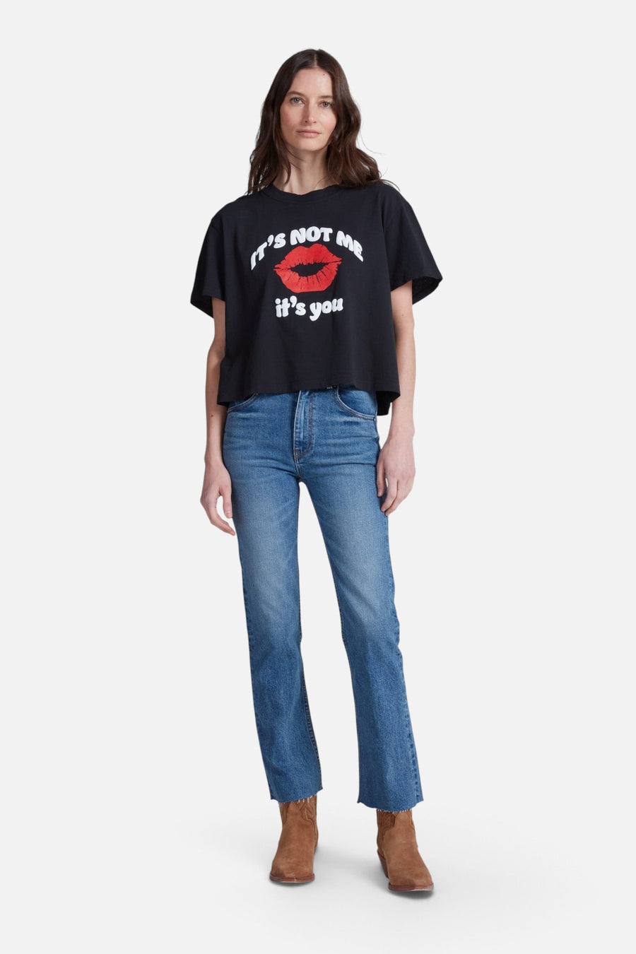 ASKK NY It's Not Me Shrunken Boy Tee in Black – on model