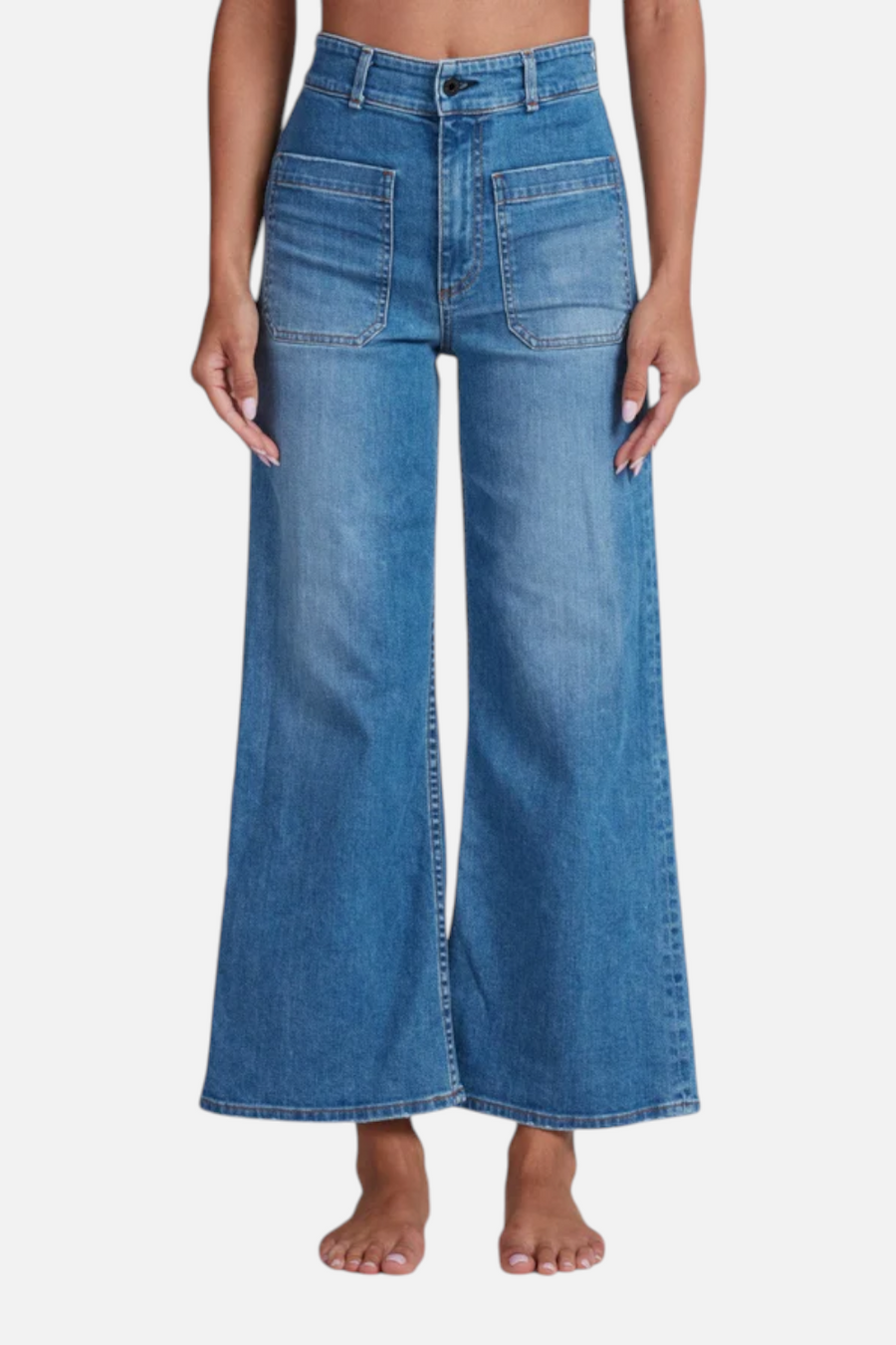 ASKK NY Sailor High-Rise Cropped Wide-Leg Jean in Starboard – back view