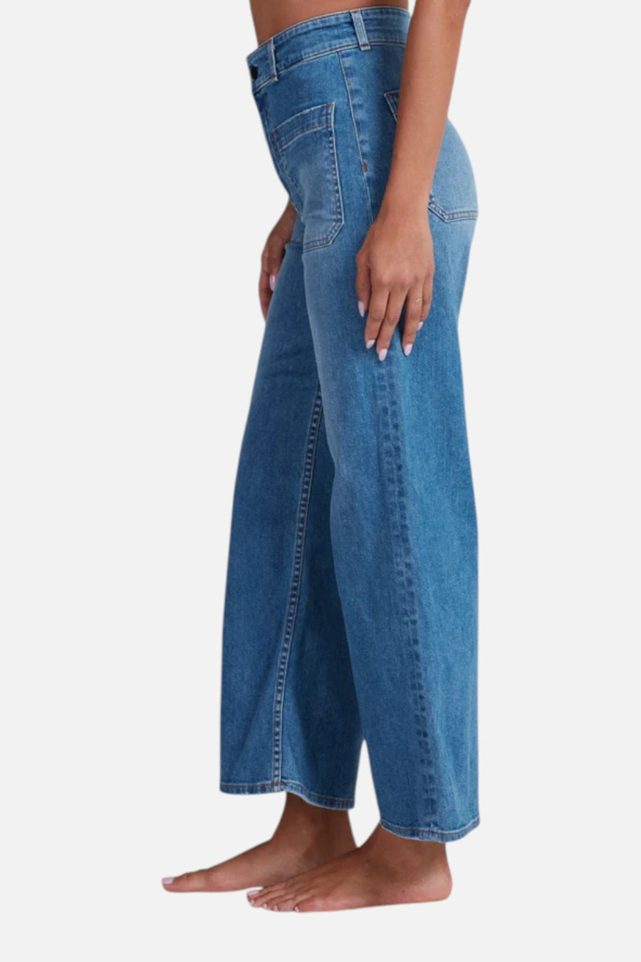 ASKK NY Sailor High-Rise Cropped Wide-Leg Jean in Starboard – side view