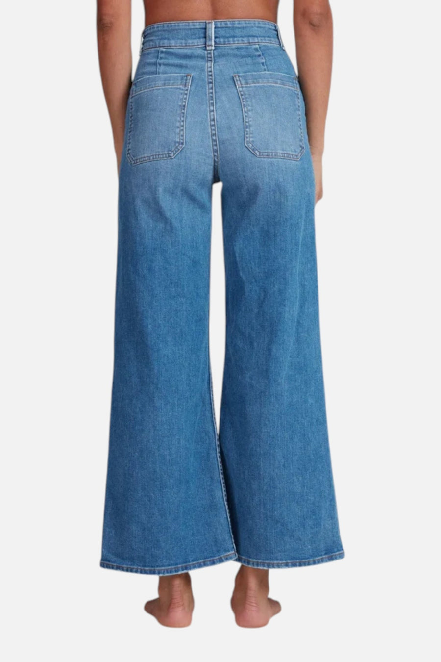 ASKK NY Sailor High-Rise Cropped Wide-Leg Jean in Starboard – back view