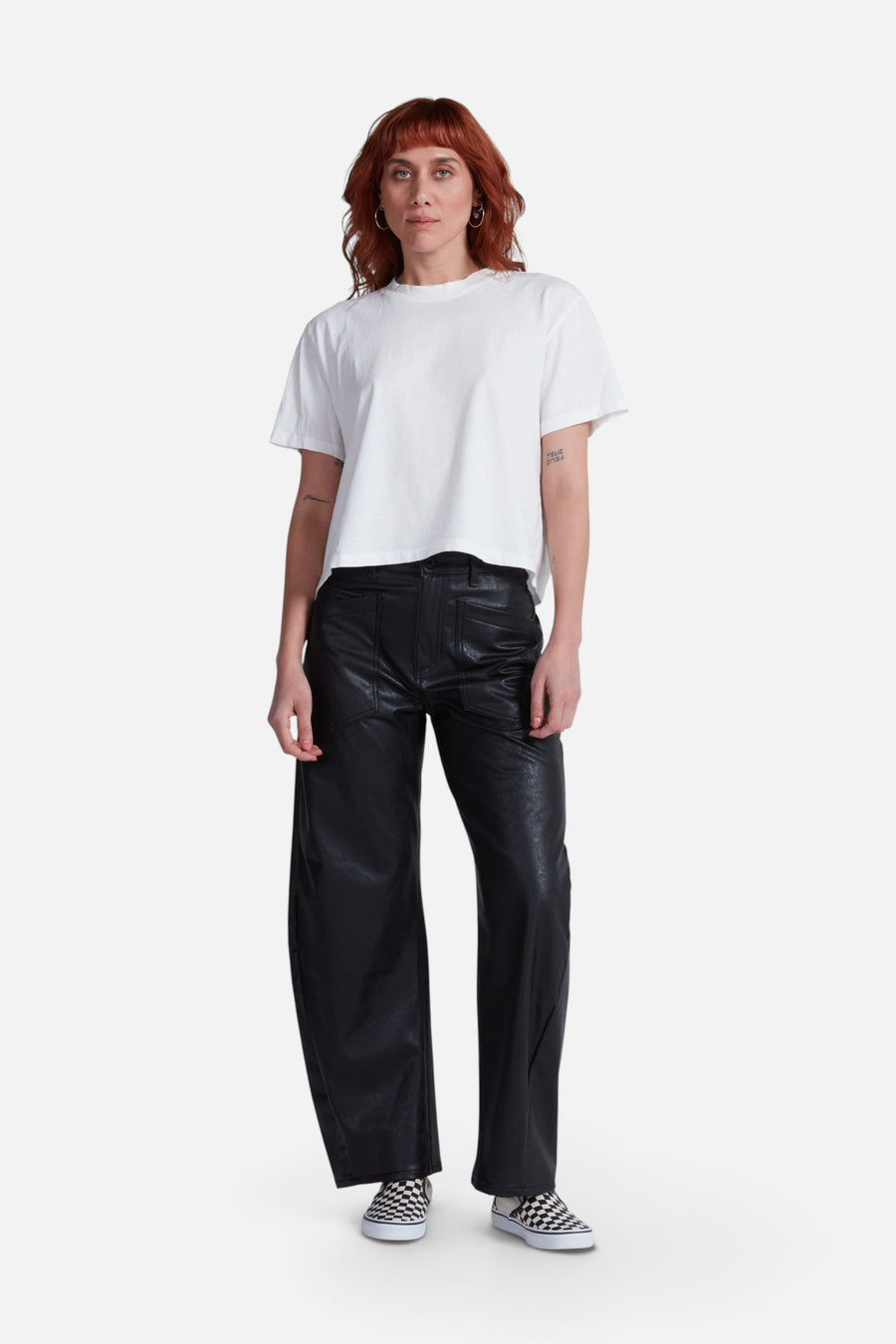 ASKK NY Twisted Barrel Pant in Vegan Leather – back view