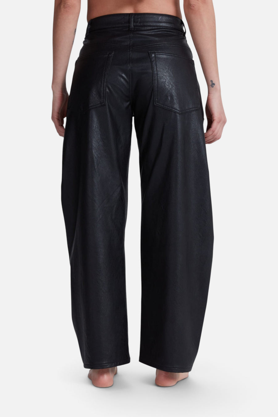 ASKK NY Twisted Barrel Pant in Vegan Leather – flat lay