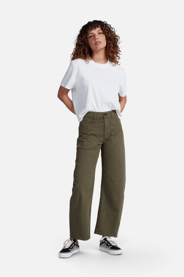 ASKK NY Twisted Barrel Twill Pant in Safari Green