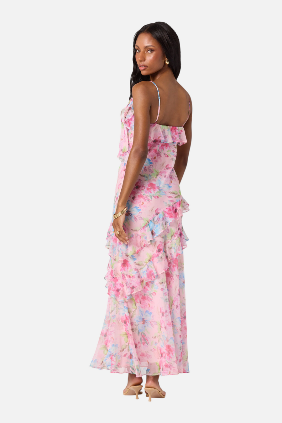 ASTR The Label Amiya Chiffon Maxi Dress in Pink Floral – alternate