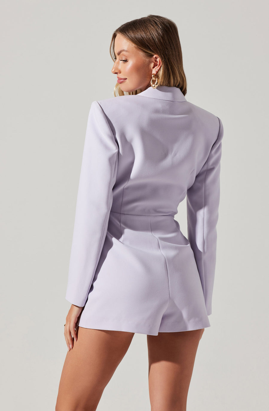 ASTR The Label Callista Fitted Blazer Romper in Lilac – alternate