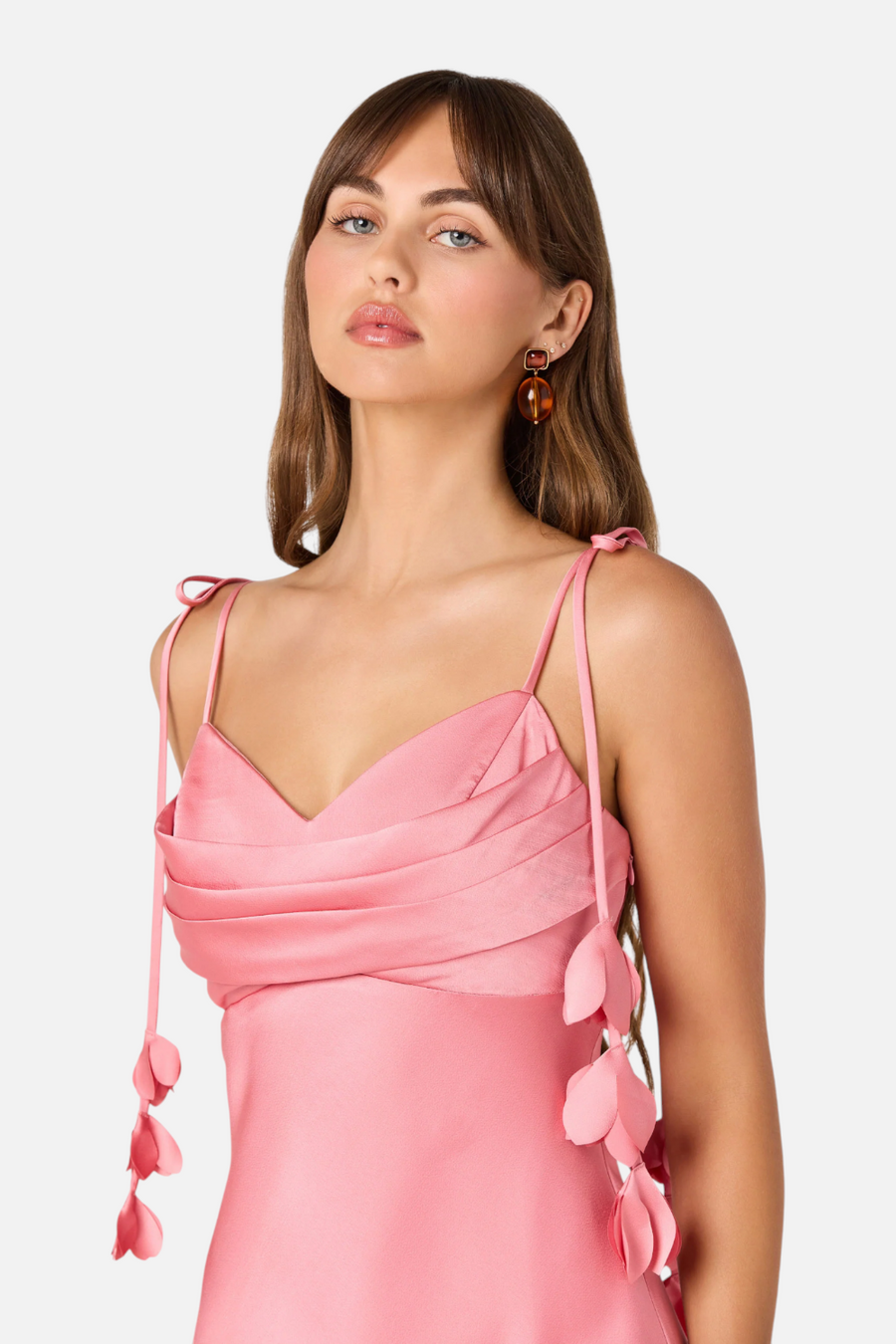 ASTR The Label Hera Satin Maxi Dress in Coral – alternate