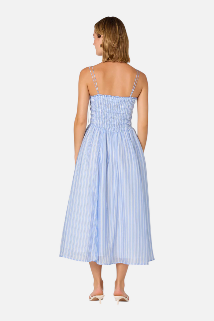 Astr the Label Lahela Smocked Mini Dress in Blue – side view