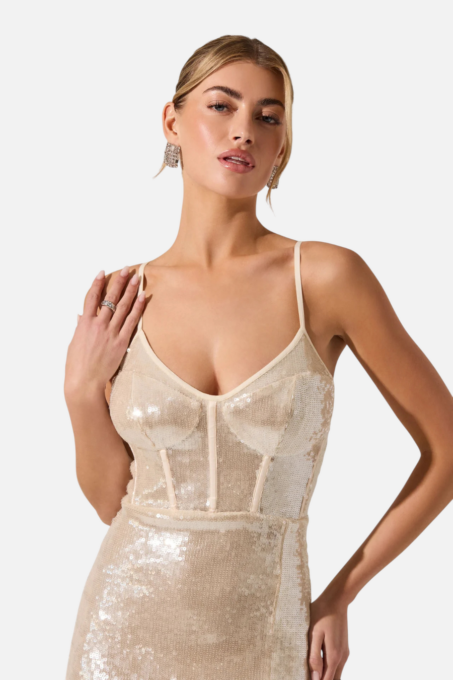 Astr the Label Liese Dress in Cream – back view