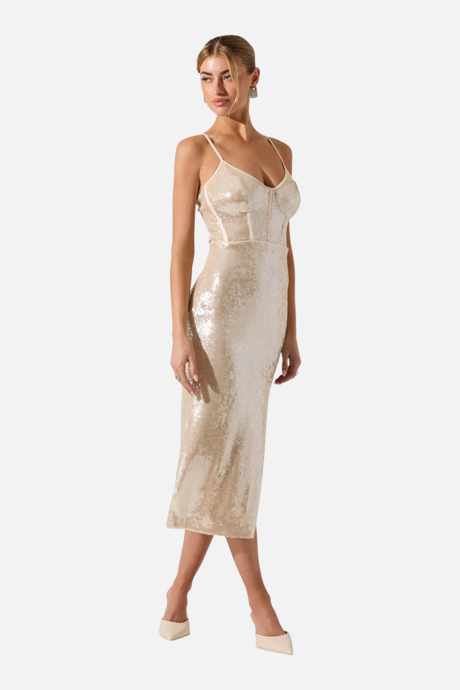 Astr the Label Liese Dress in Cream – detail