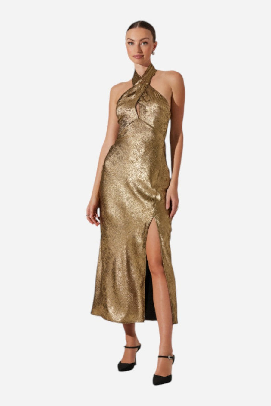 ASTR the Label Marissa Dress Gold – on model