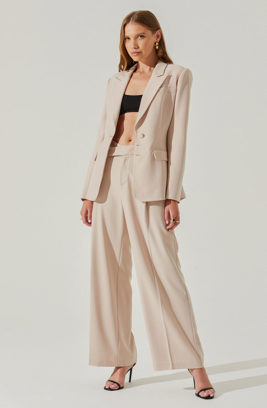 ASTR The Label Rubina Cutout Blazer in Natural – flat lay