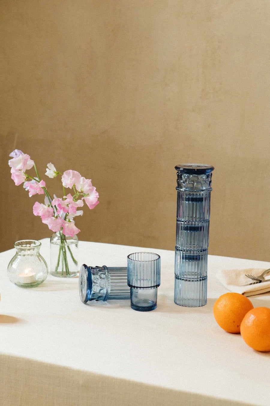 Athena Stackable Blue Glasses – detail