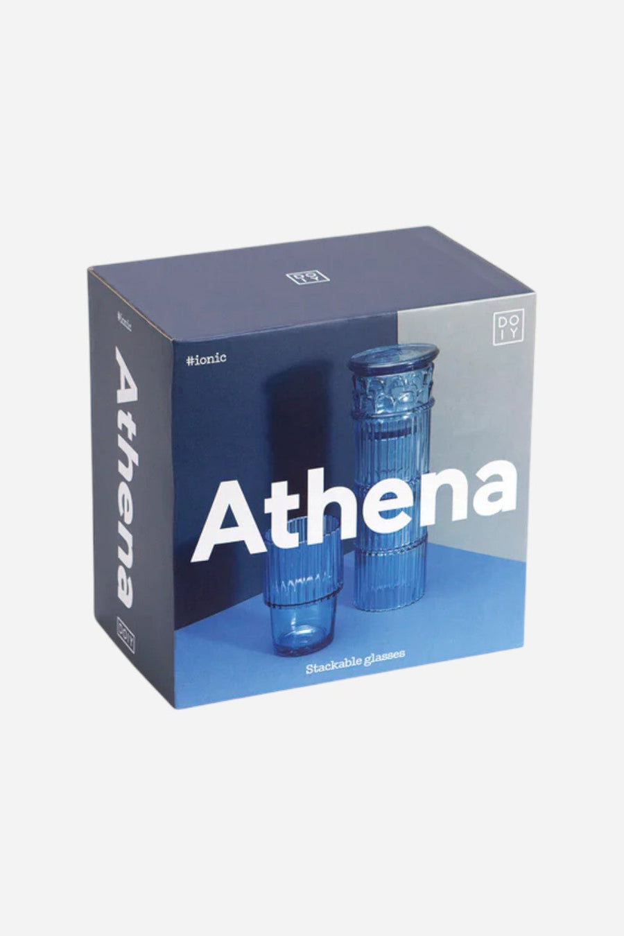 Athena Stackable Blue Glasses – side view