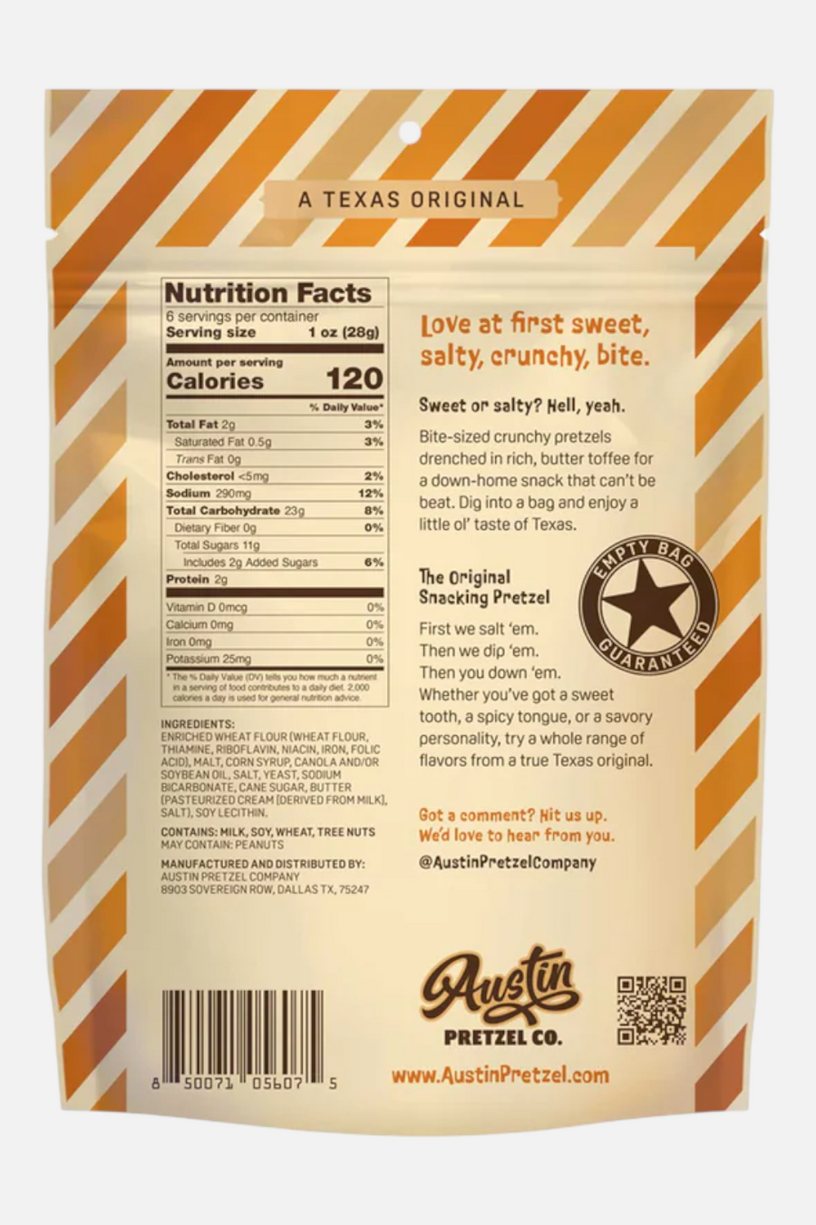 Austin Pretzel Company Lonestar Original Pretzels – back view