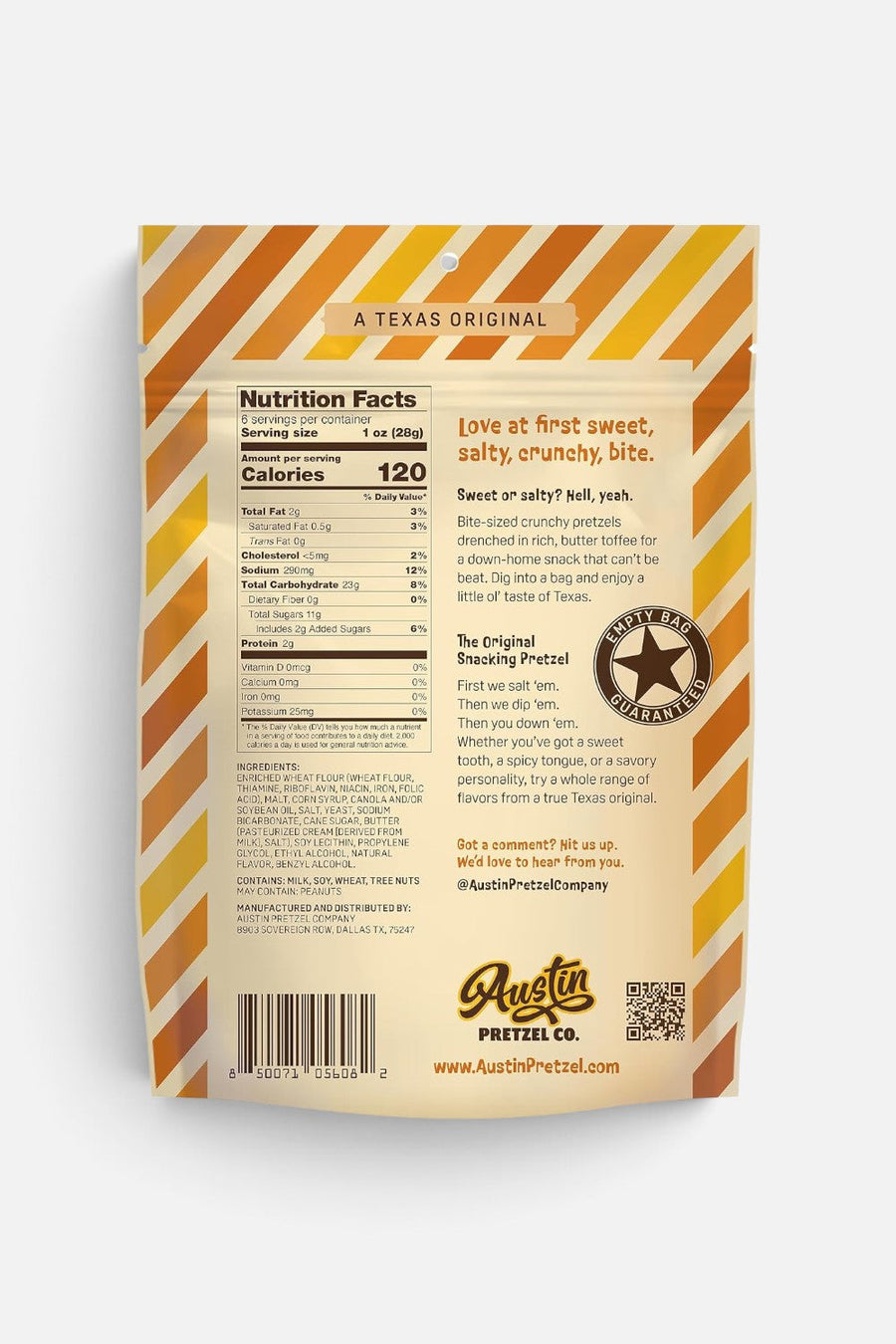 Austin Pretzel Company Salted Crème Brûlée Pretzels – back view
