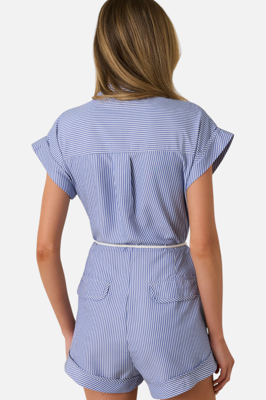 Minkpink Women's Avery Blue & White Stripe Playsuit
