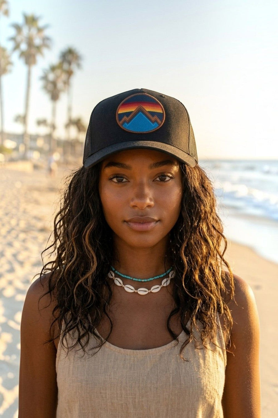 Aviator Nation All Seasons Circle Trucker Hat in Black – back view