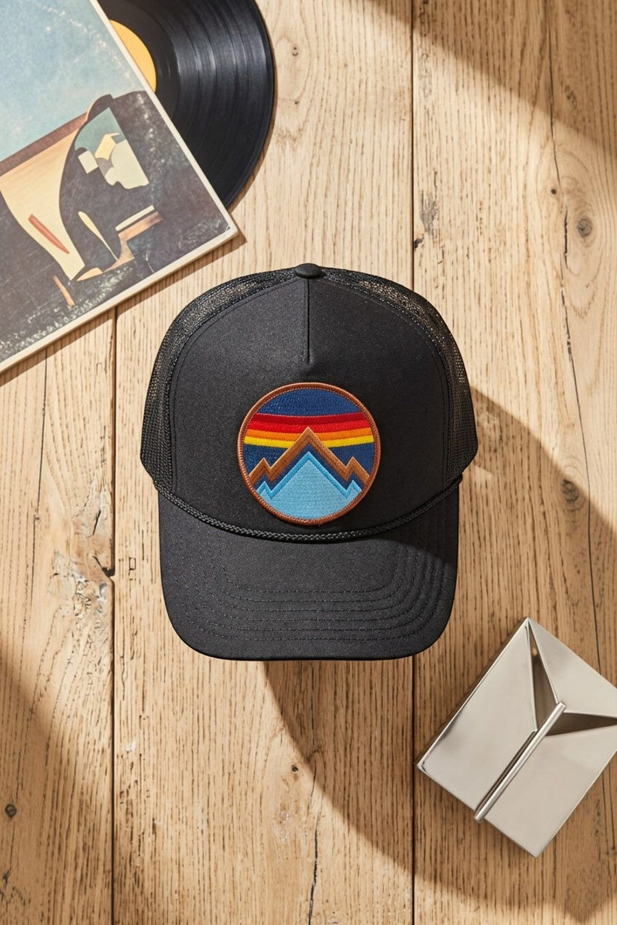 Aviator Nation All Seasons Circle Trucker Hat in Black – side view