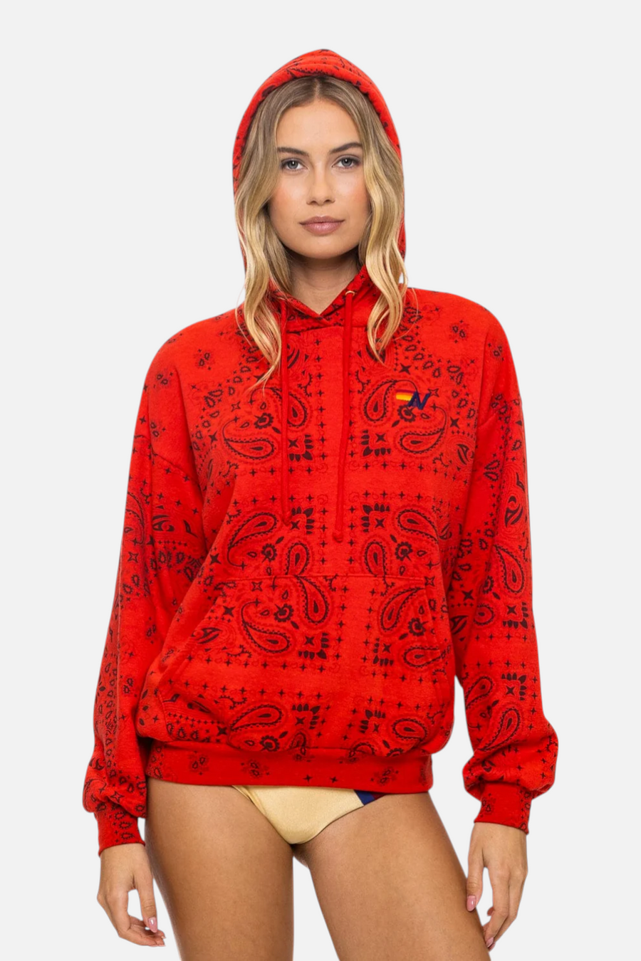 Aviator Nation Bandana Pullover Hoodie in Relax Red – back view