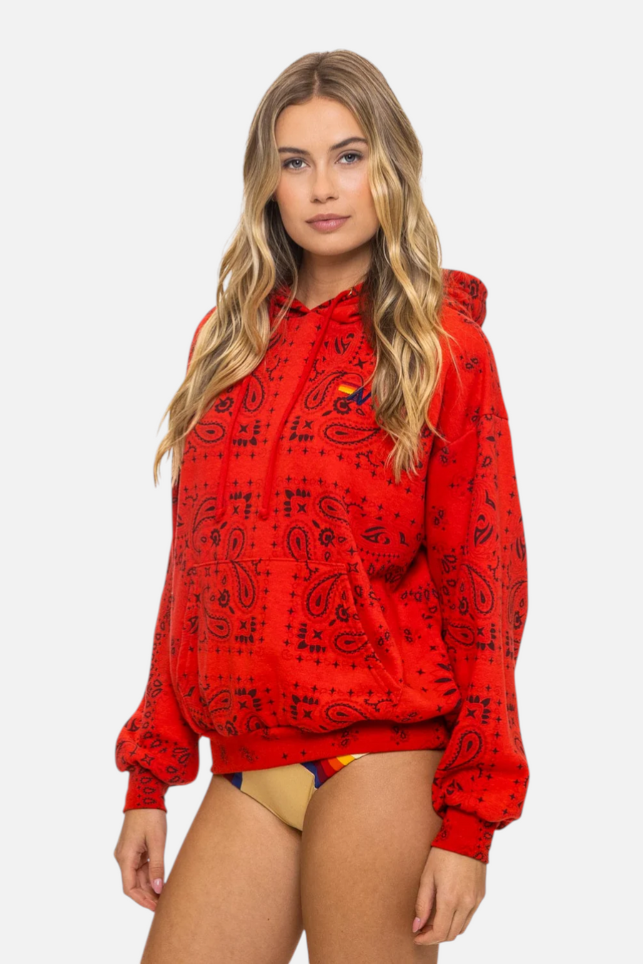 Aviator Nation Bandana Pullover Hoodie in Relax Red – front view