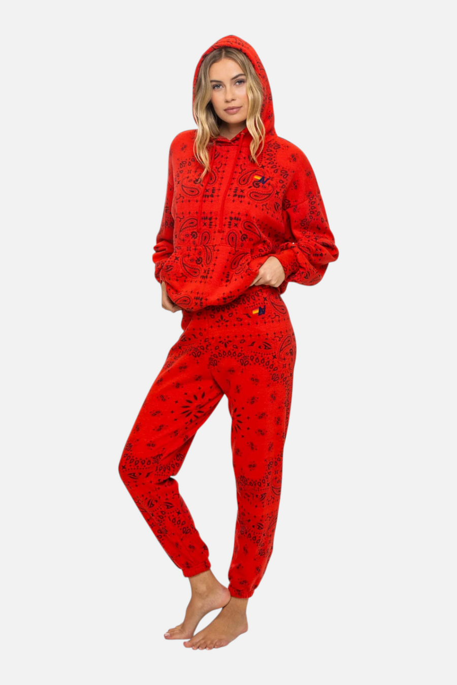 Aviator Nation Bandana Pullover Hoodie in Relax Red – side view
