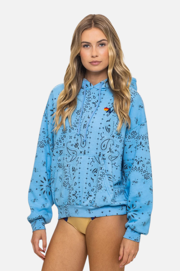 Aviator Nation Bandana Pullover Hoodie in Relax Sky