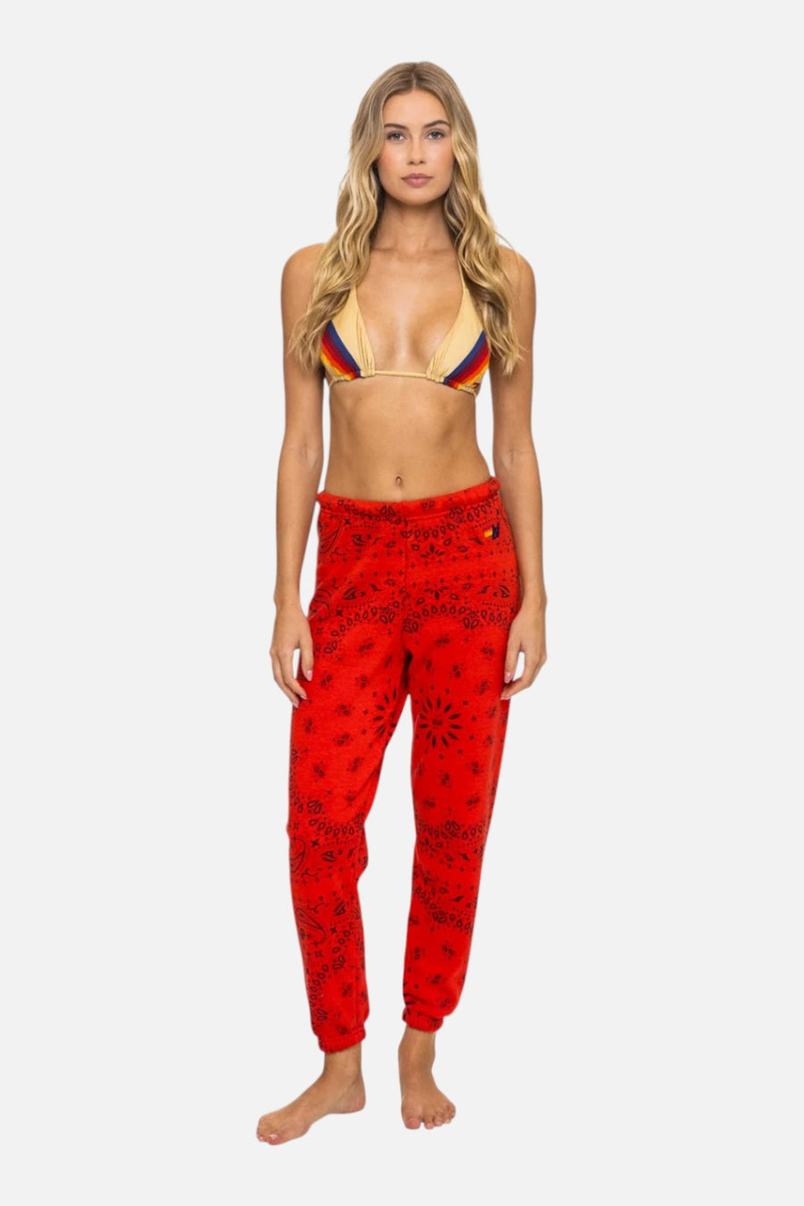 Aviator Nation Bandana Sweatpant in Relax Red – on model