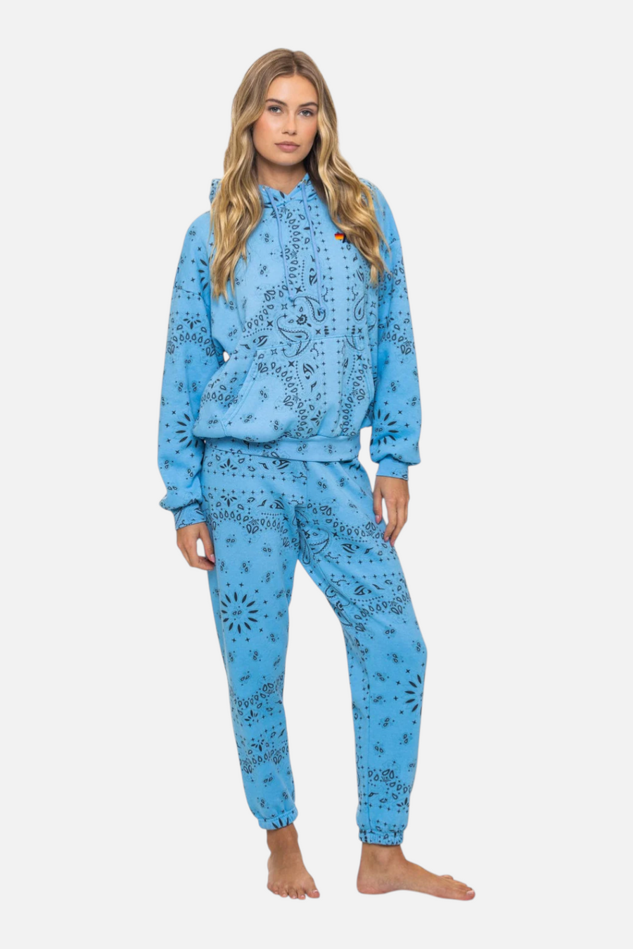 Aviator Nation Bandana Sweatpant in Sky – side view