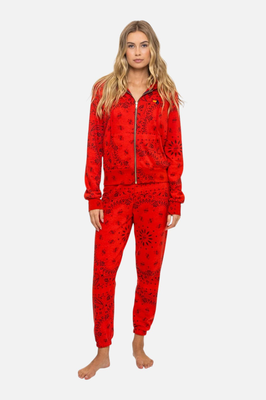 Aviator Nation Bandana Zip Hoodie in Flash Red – side view