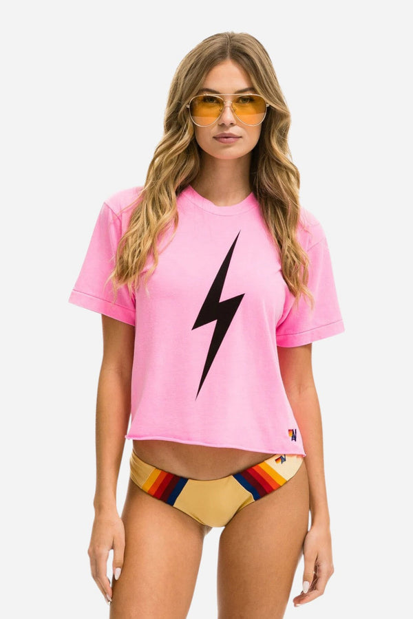 Aviator Nation Bolt Boyfriend Tee in Neon Pink