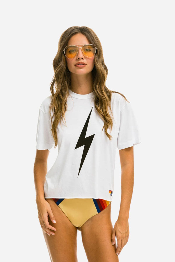 Aviator Nation Bolt Boyfriend Tee in White