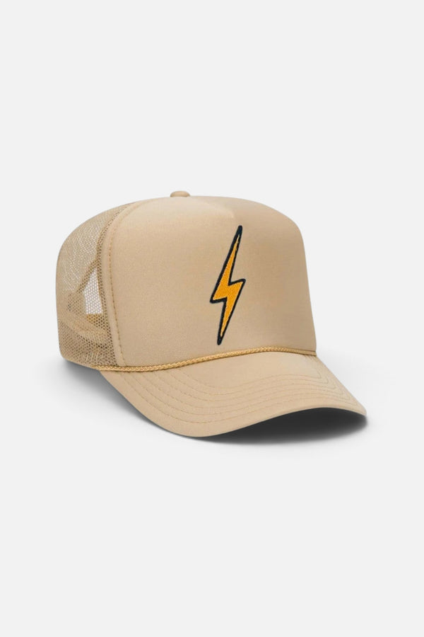 Aviator Nation Bolt Vintage Low Rise Trucker Hat in Khaki