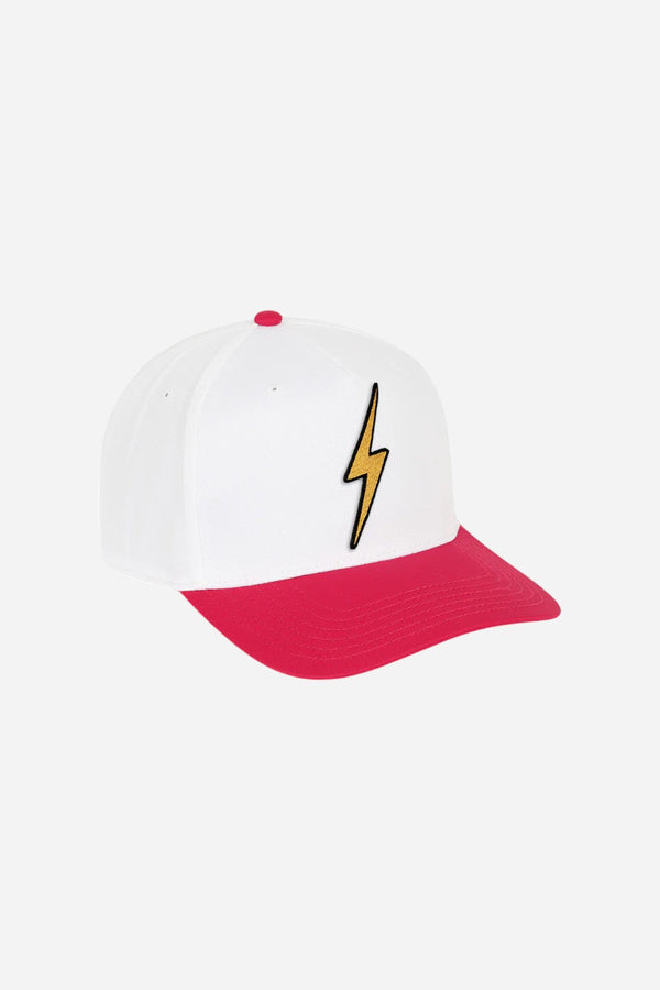 Aviator Nation Bolt Vintage Low Rise Twill Hat in Red & White