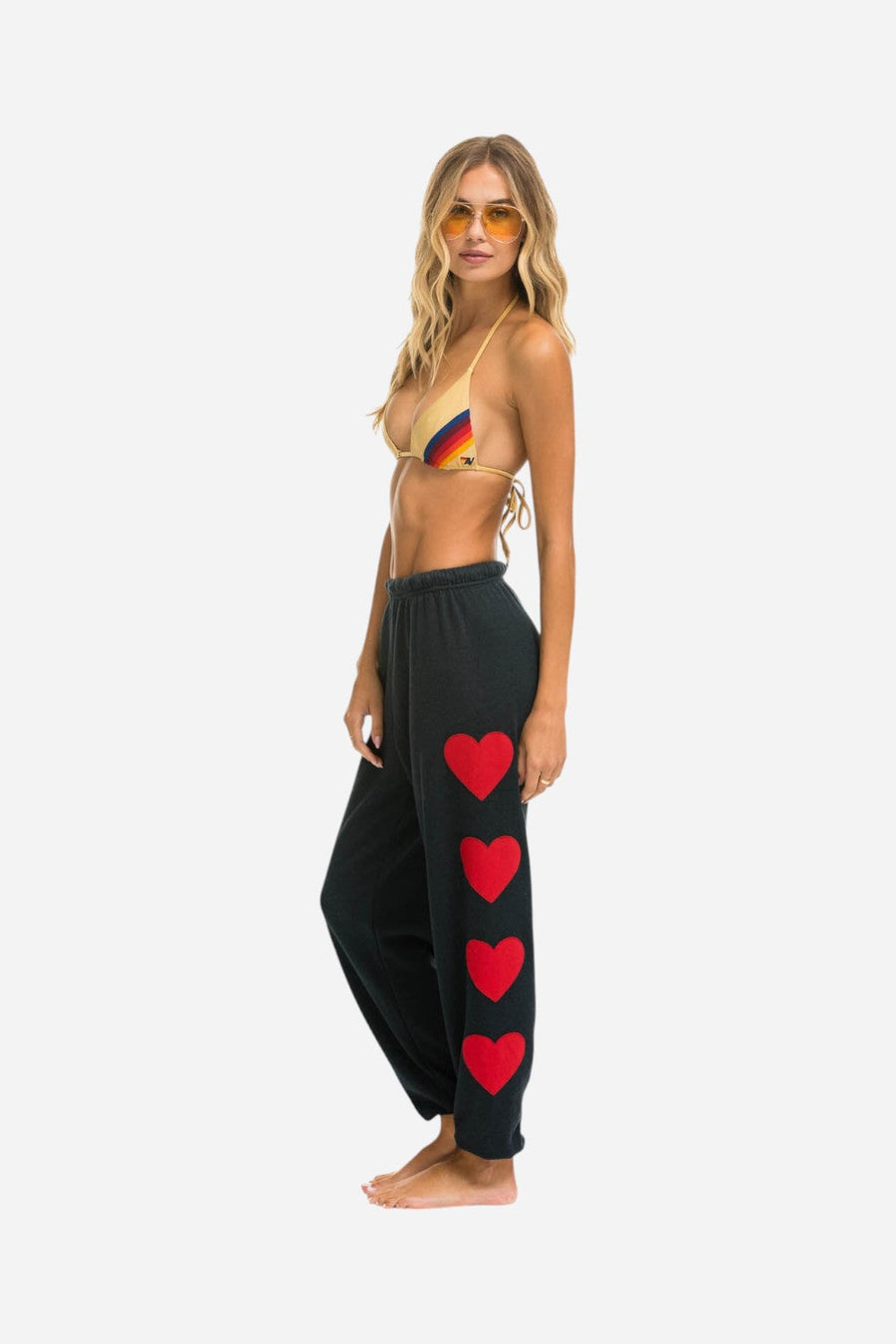 Aviator Nation Heart Stitch 4 Sweatpants in Charcoal – front view