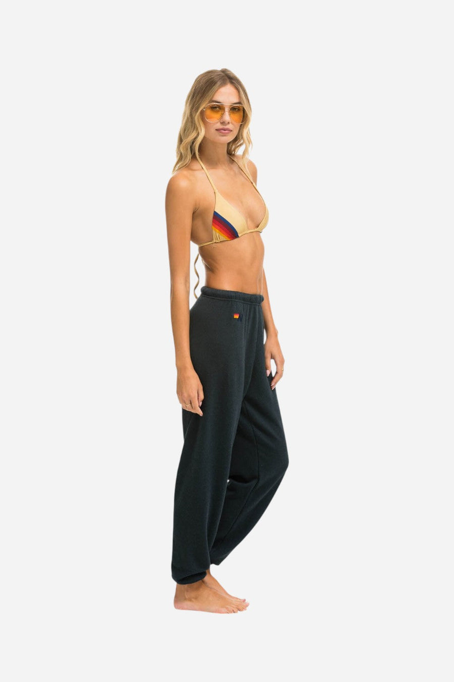 Aviator Nation Heart Stitch 4 Sweatpants in Charcoal – side view
