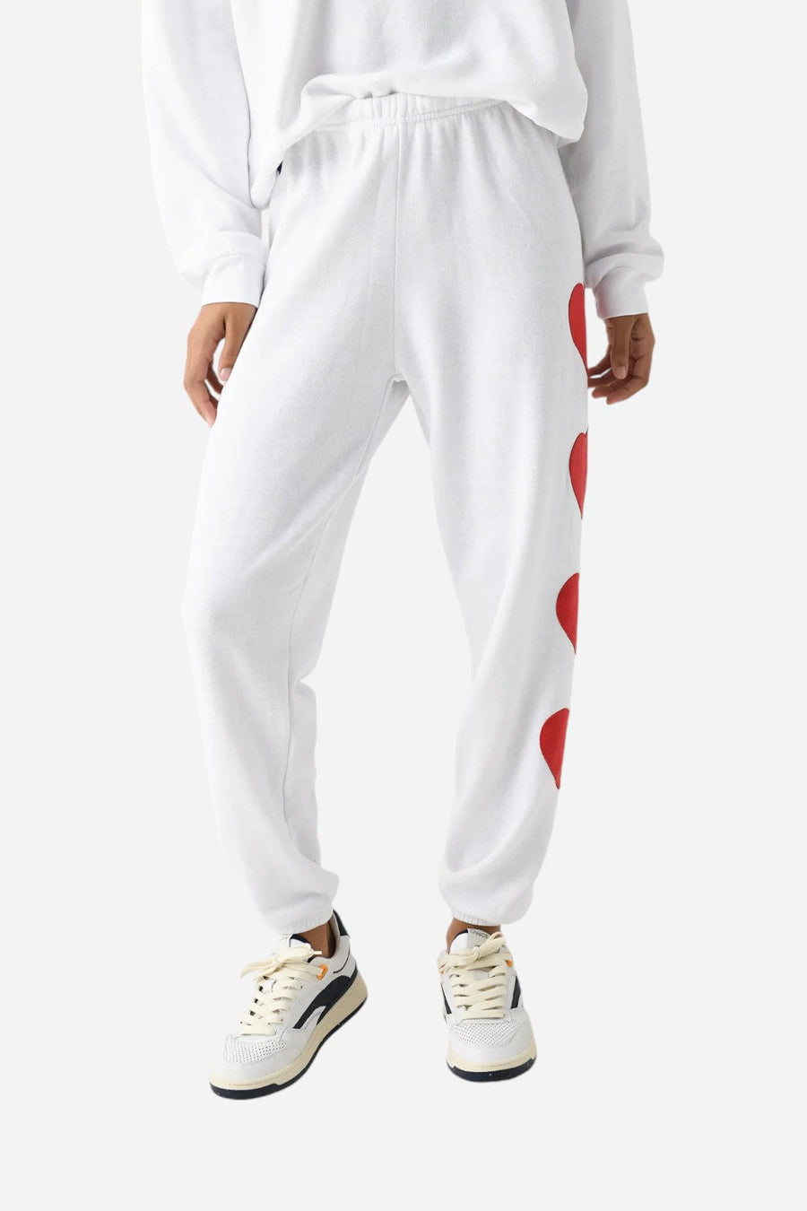 Aviator Nation Heart Stitch 4 Sweatpants in White – back view