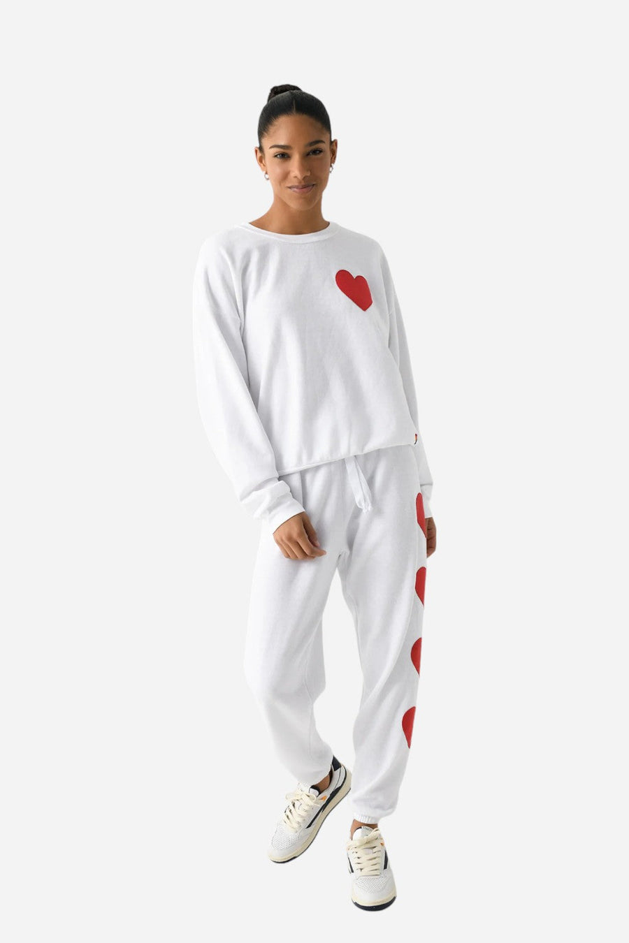Aviator Nation Heart Stitch 4 Sweatpants in White – detail