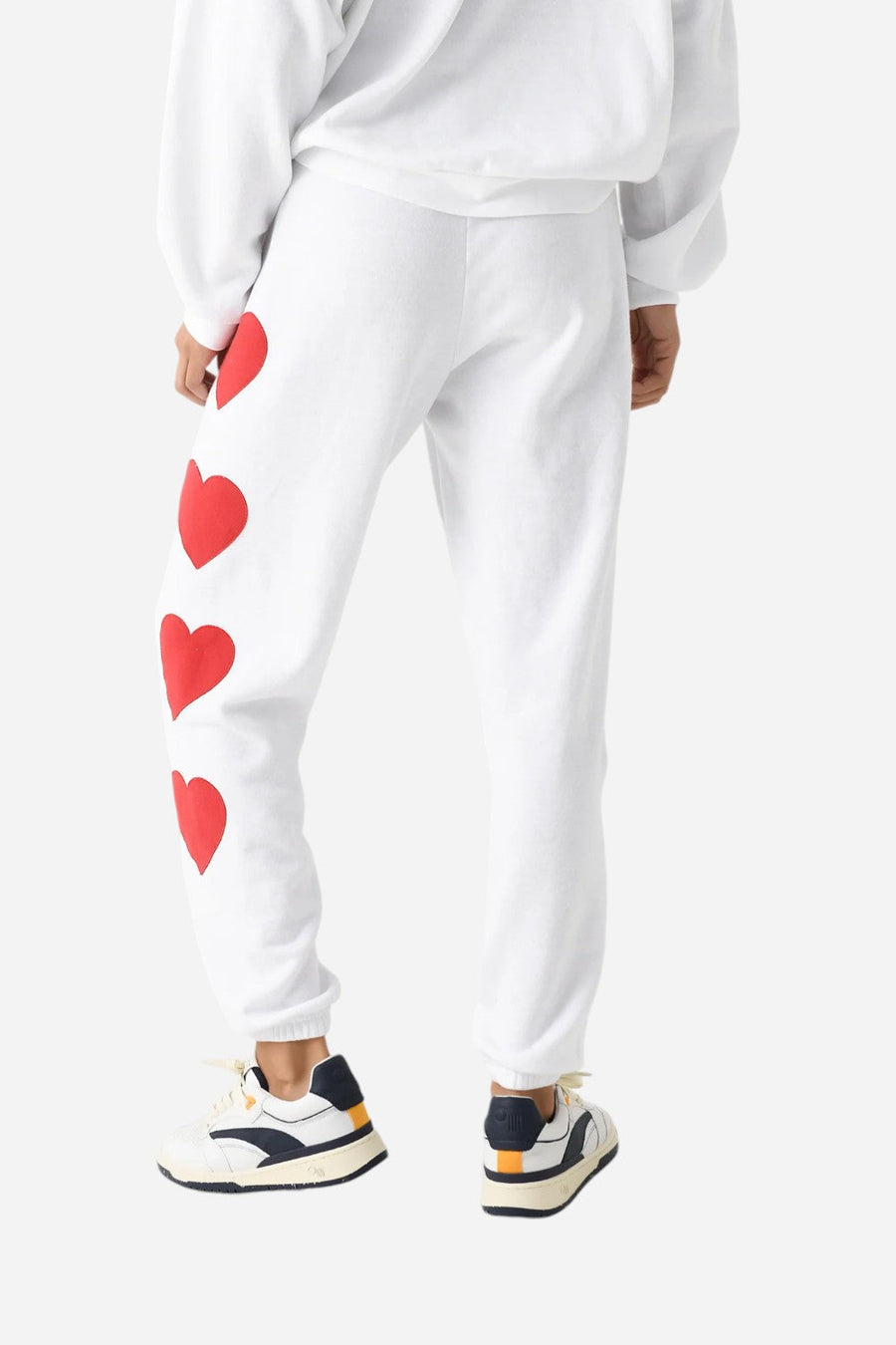 Aviator Nation Heart Stitch 4 Sweatpants in White – side view